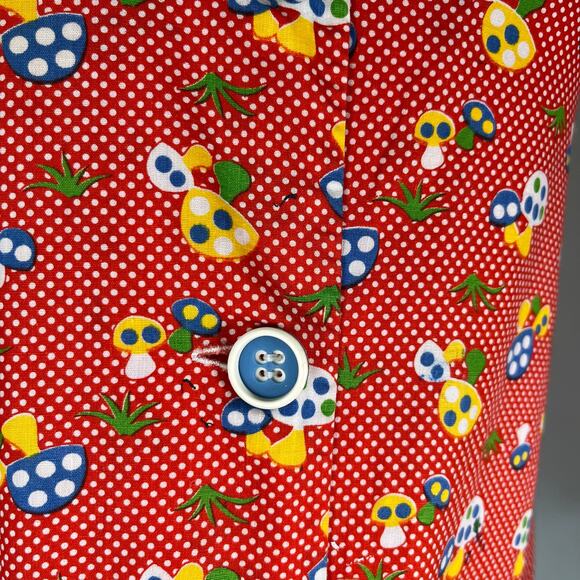 Vintage 60s / 70s Mushroom Novelty Print Tunic Blouse Top Smock //‎ Size Medium - Picture 4 of 5